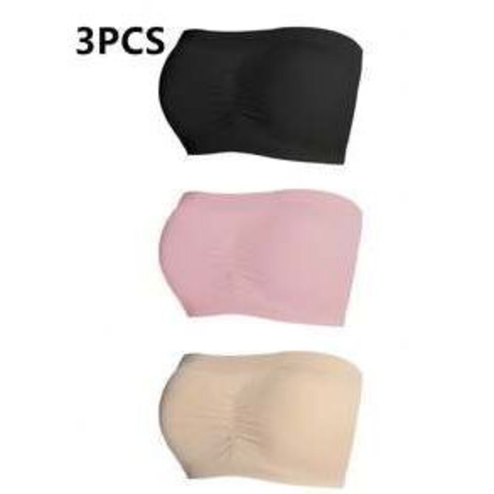 SHEIN Plus Size Bras & Wirefree Bras (3 Piece Set) Without Padding Bandeau Bra